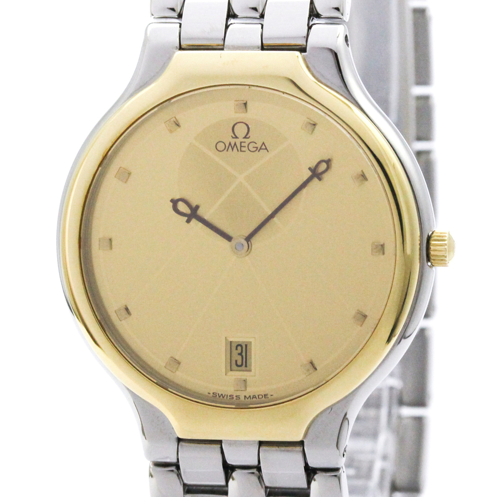 OMEGA De Ville Symbol K18 Gold Steel Quartz Mens Watch 196.0316 Polished